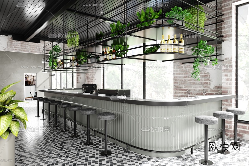 Biasol设计 北欧餐厅水吧台3d模型下载