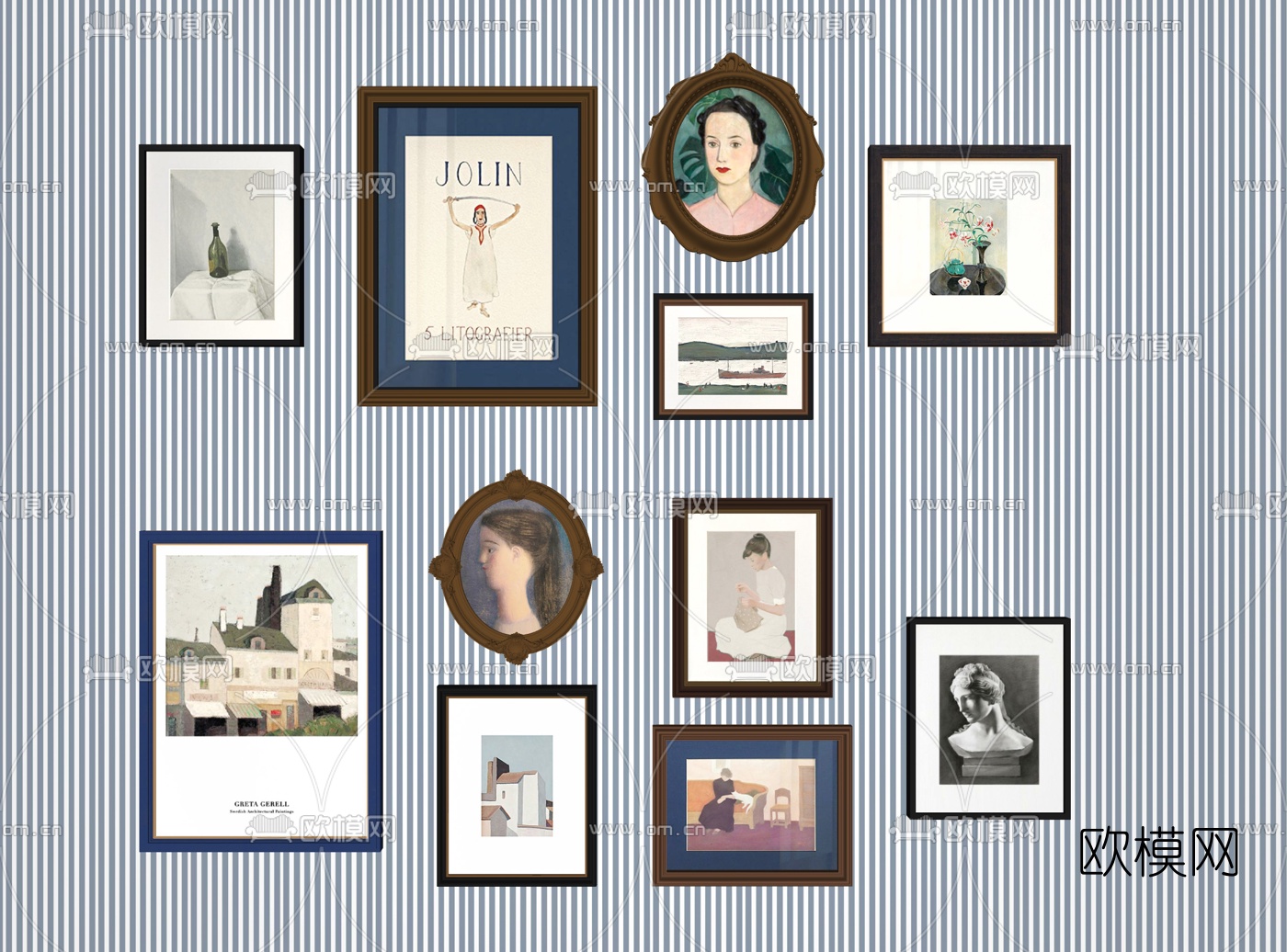 欧式装饰画su模型下载（渲染图2）