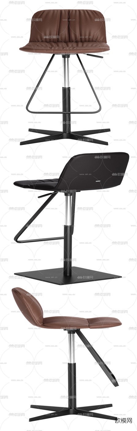 现代皮革吧椅3d模型