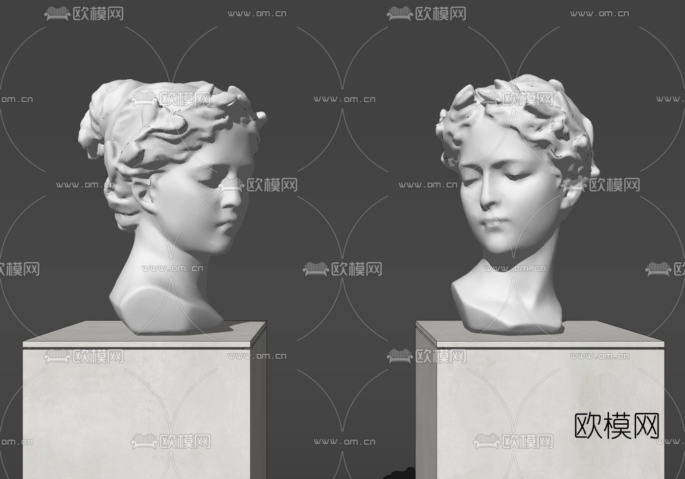 现代石膏人像雕塑su模型