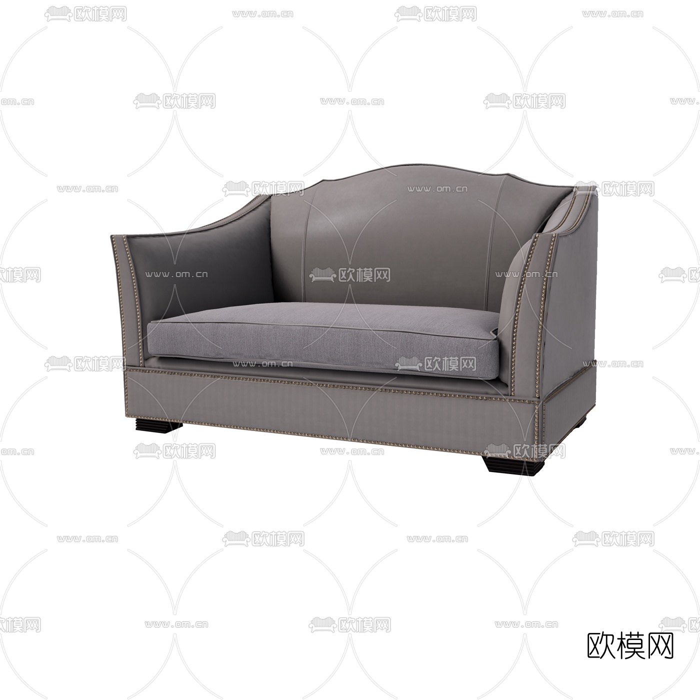 美式皮革单人沙发3d模型