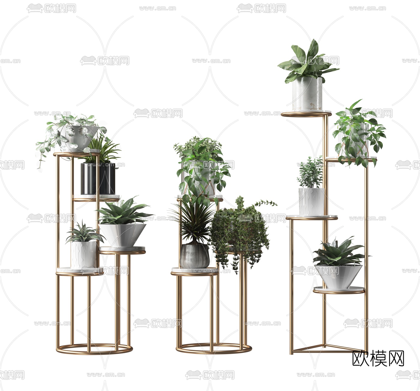 现代花架绿植盆栽3d模型