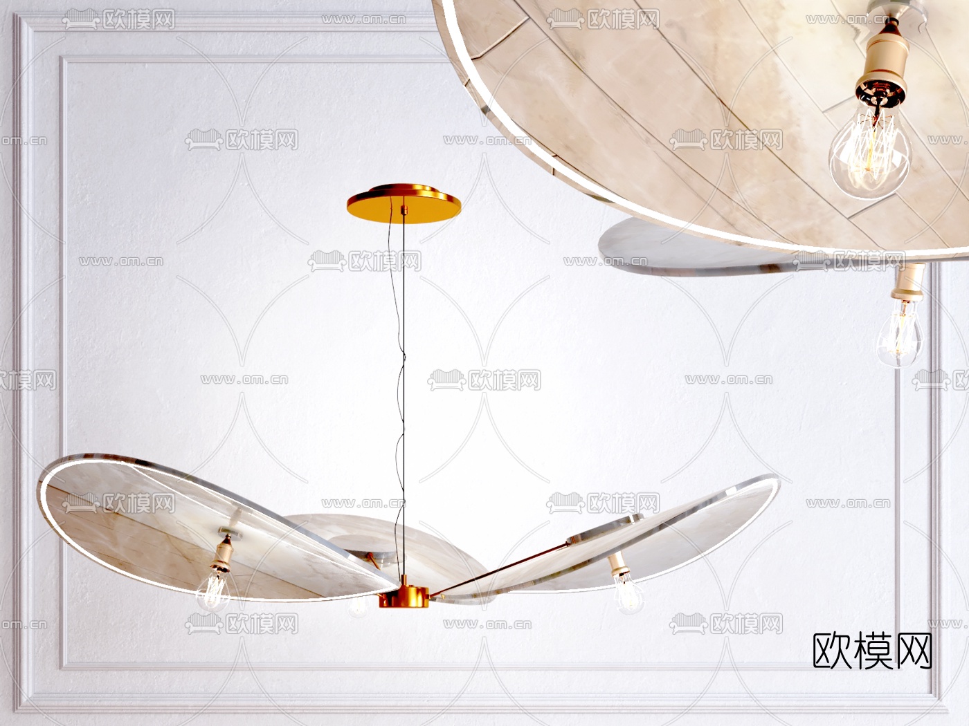 现代轻奢吊灯su模型下载（渲染图1）