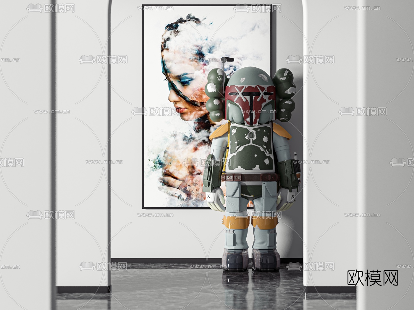 现代KAWS星球大战等身手办3d模型下载（渲染图2）