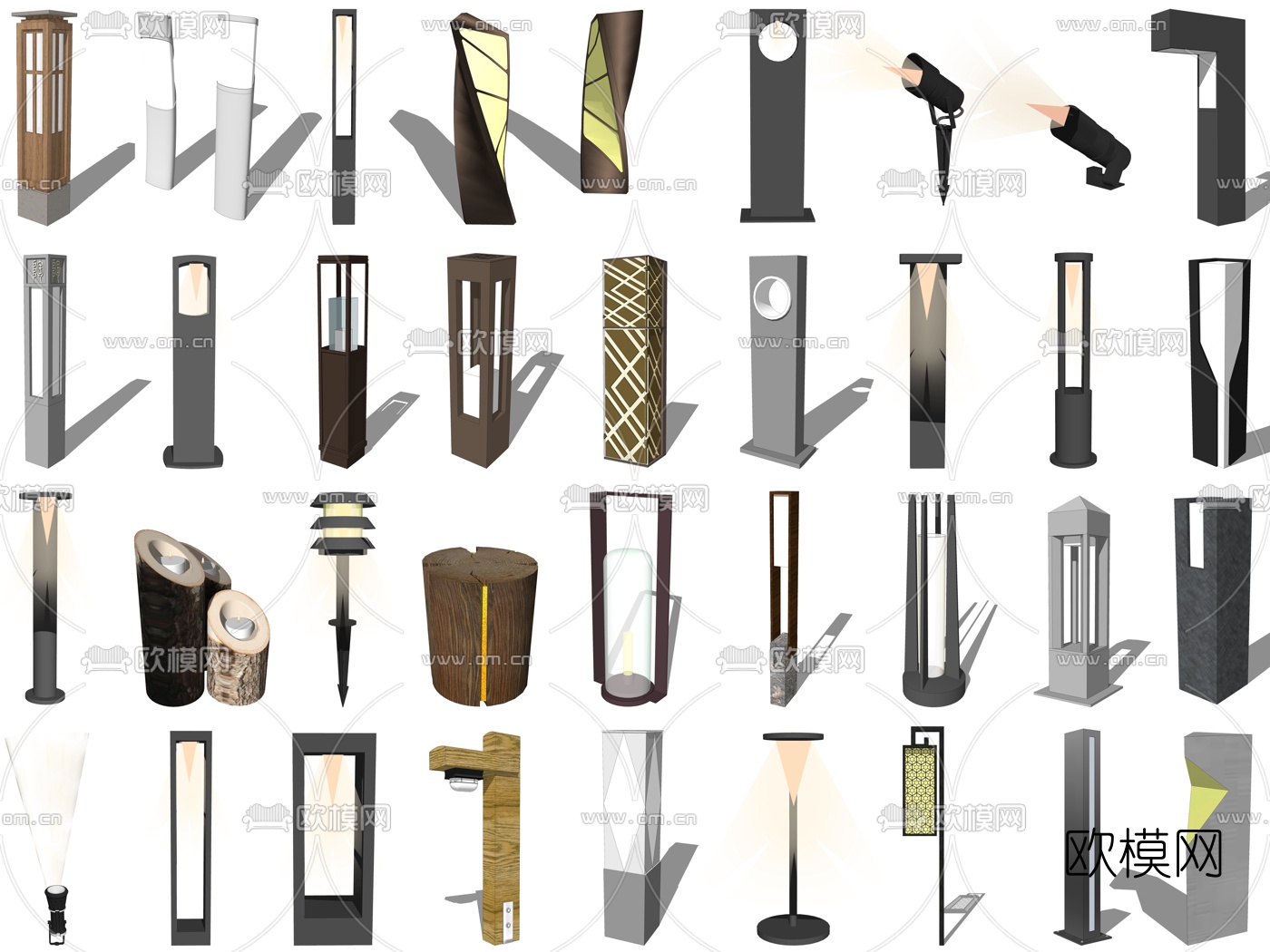 现代草坪灯景观灯su模型下载（渲染图1）
