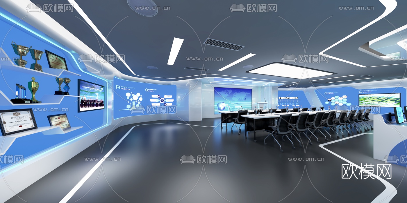 现代展厅培训室3d模型