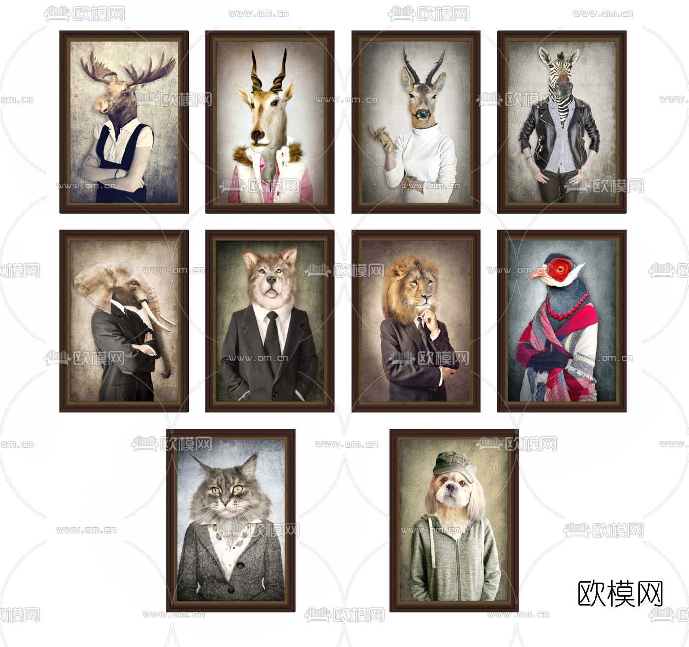 简欧羊角装饰画su模型下载