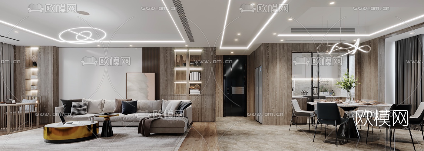 北欧客厅餐厅3d模型