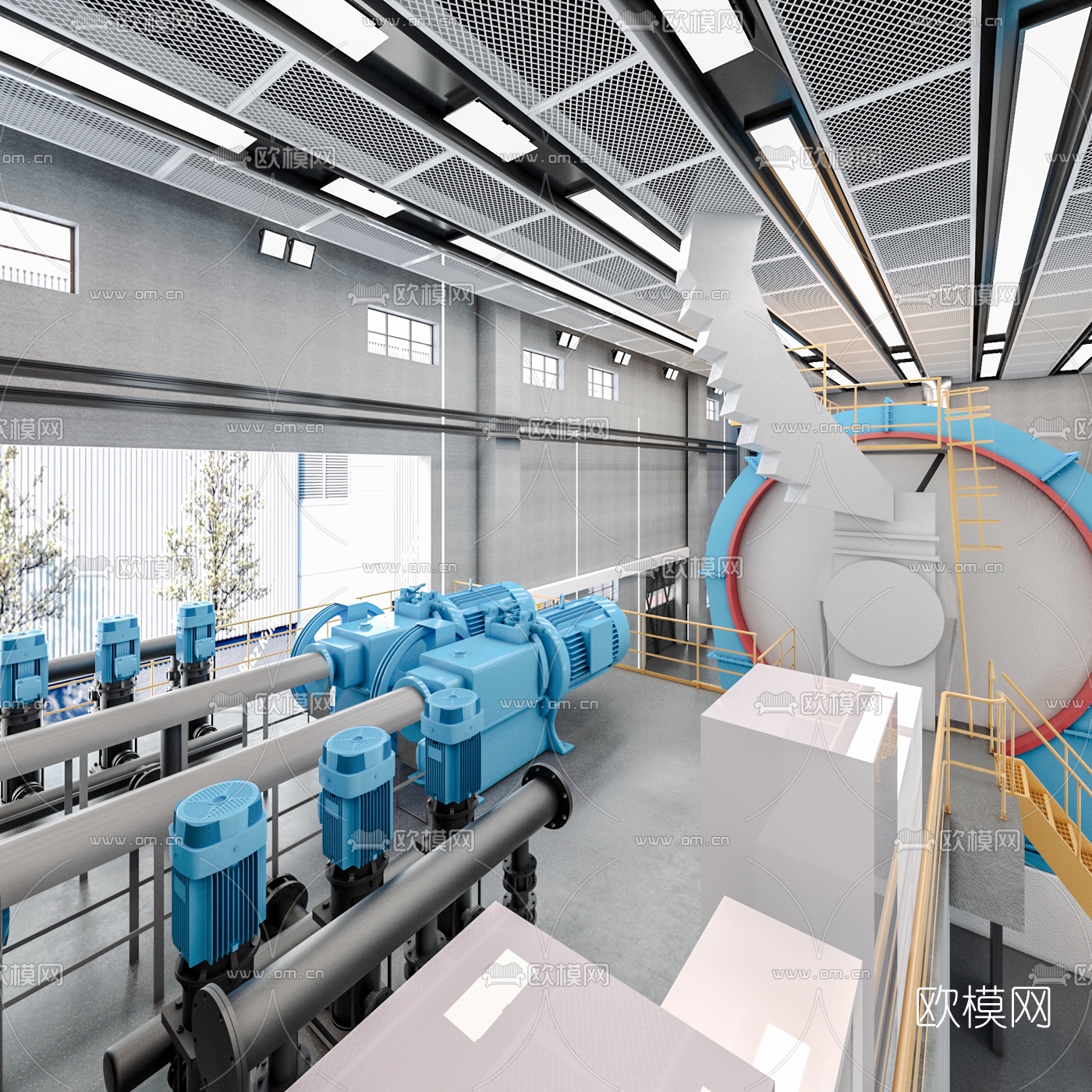 现代工厂车间3d模型