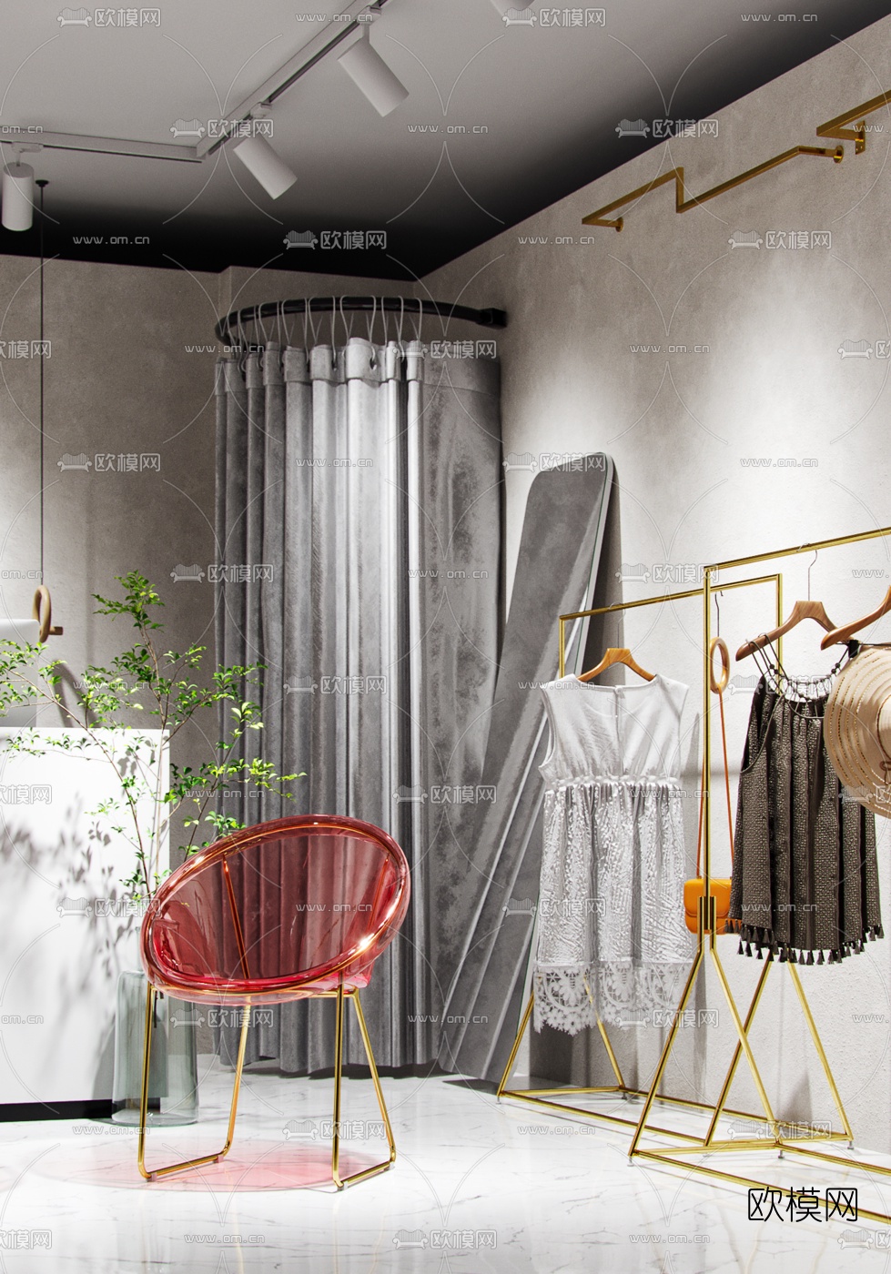 北欧女士服装店3d模型下载（渲染图3）