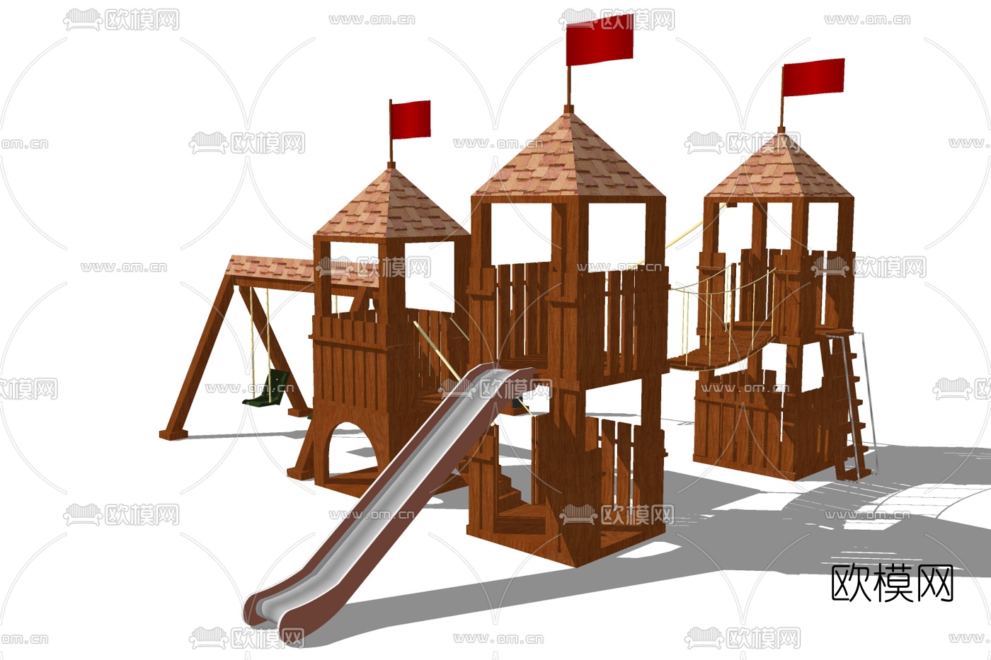 北欧儿童滑梯su模型下载