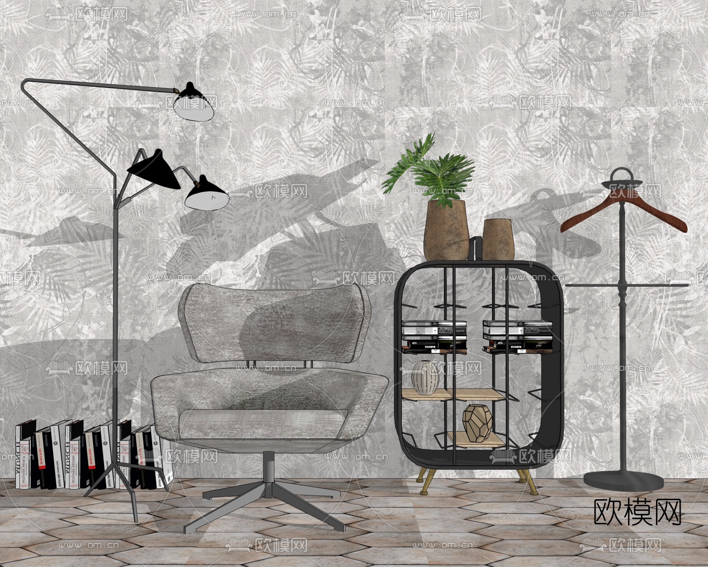 北欧皮革办公椅su模型下载