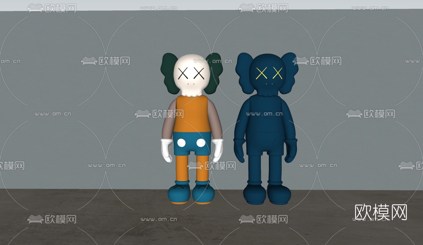 现代Kaws公仔玩具su模型下载