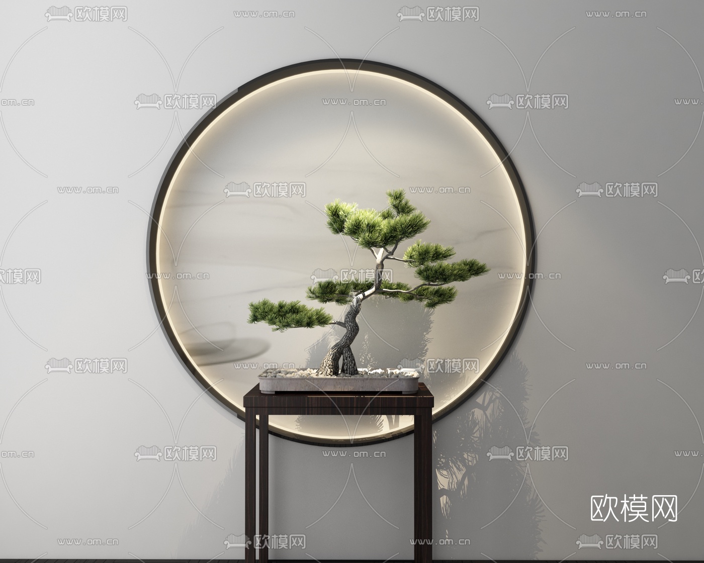 新中式迎客松盆栽3d模型下载