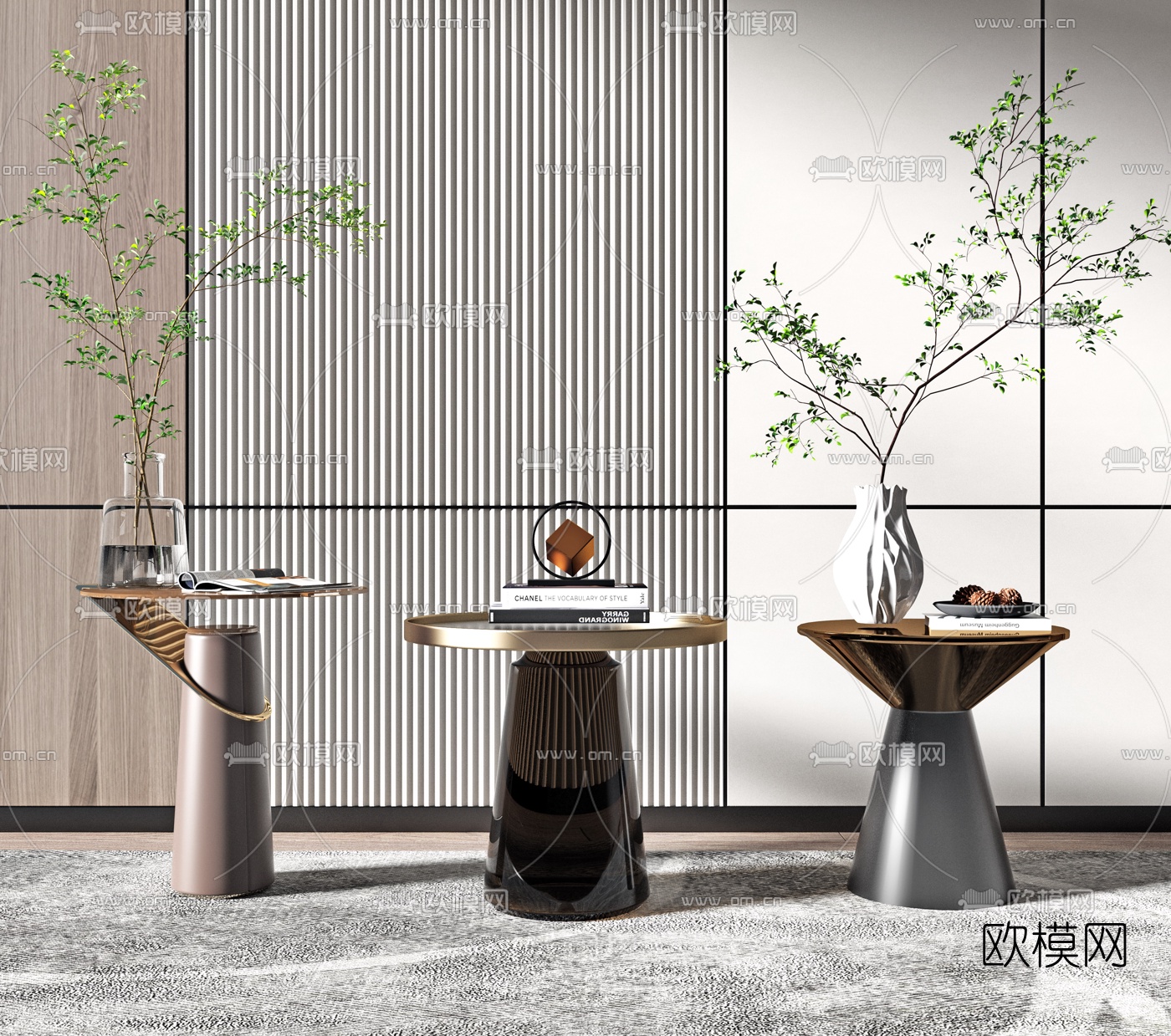 现代轻奢边几圆几3d模型