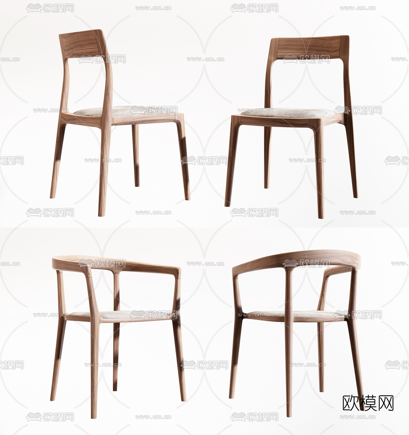 现代木质单椅3d模型下载