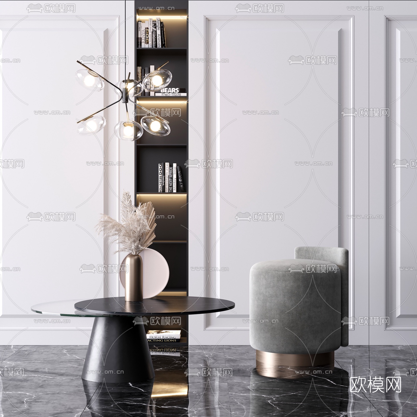 现代茶几圆凳3d模型下载