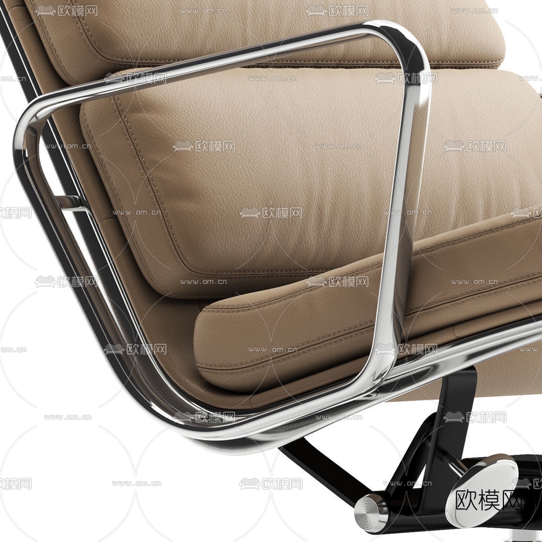 现代皮革办公椅脚踏3d模型下载（渲染图3）