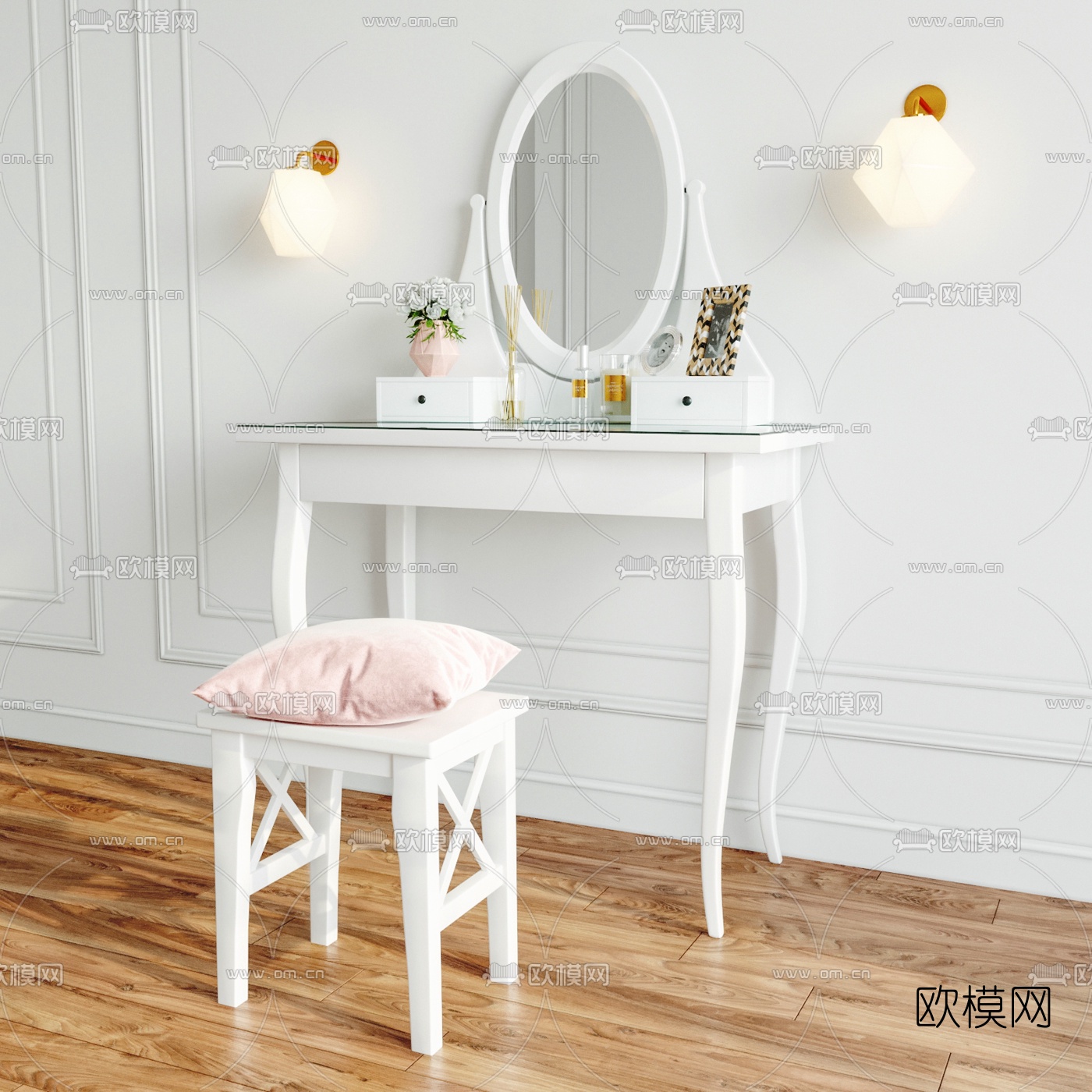 现代小清新梳妆台3d模型
