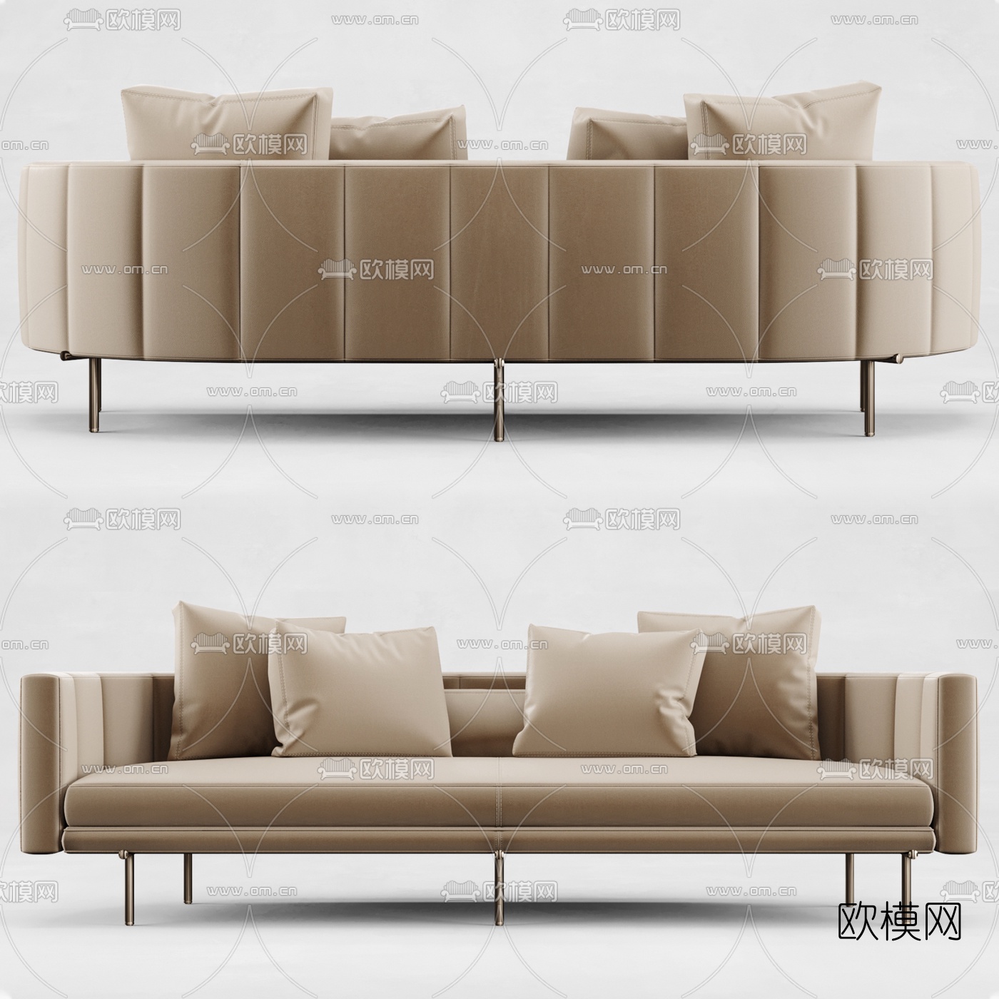 现代皮革双人沙发3d模型下载