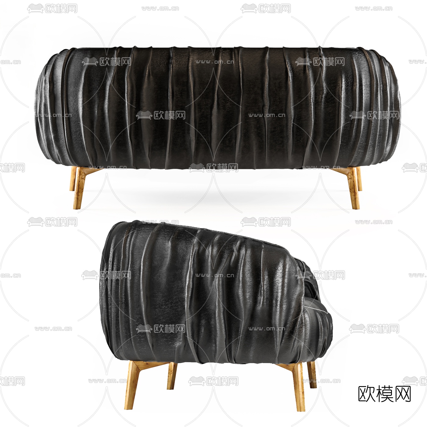 现代皮革双人沙发3d模型下载（渲染图2）