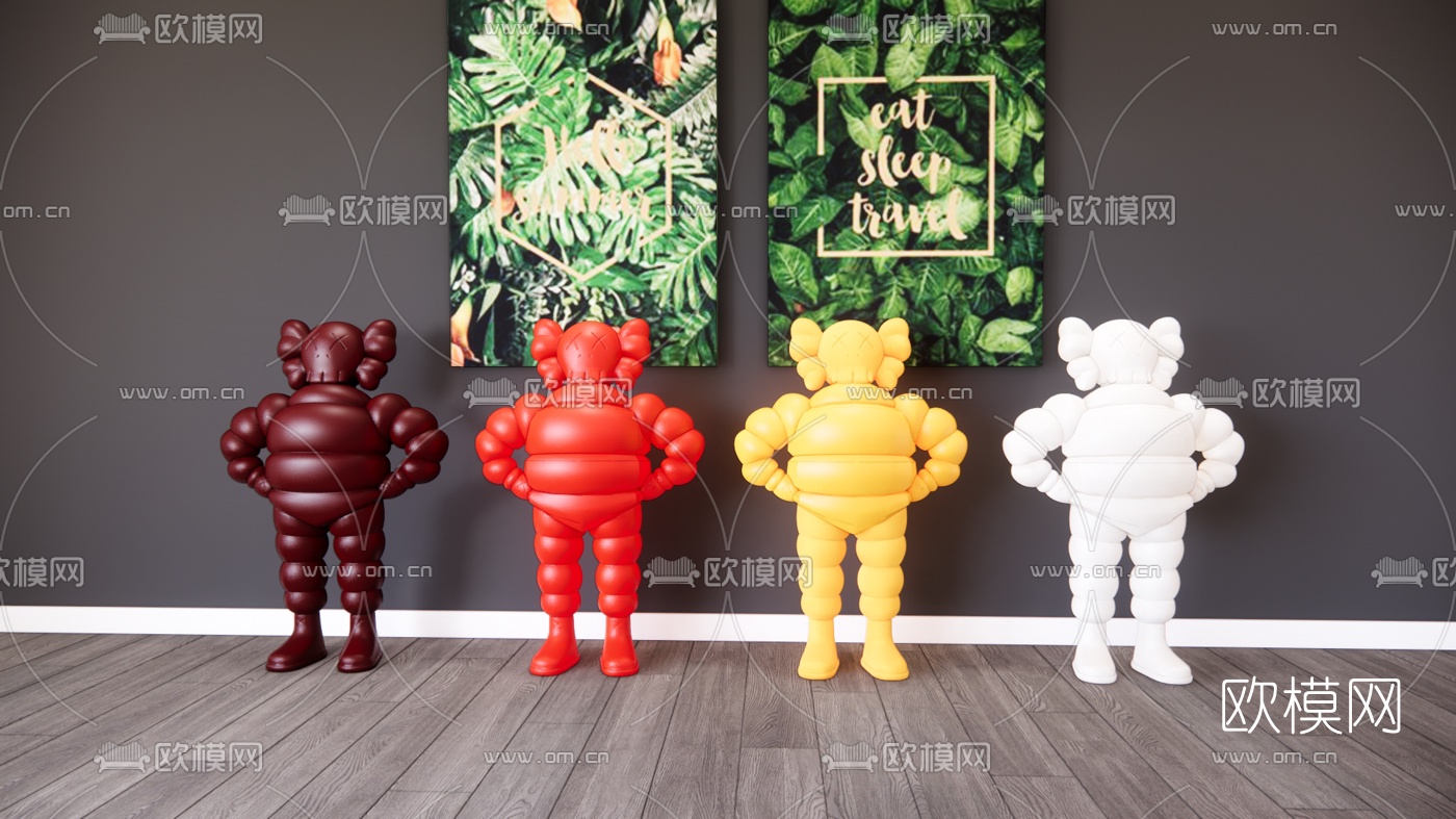 现代kaws玩具su模型下载（渲染图1）