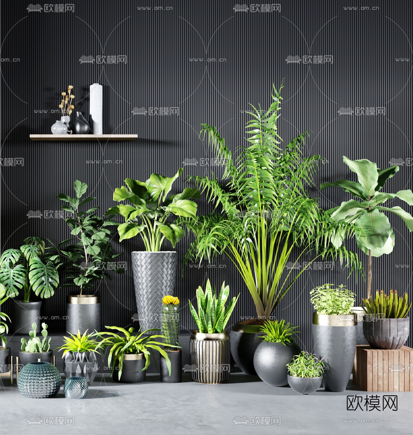 现代绿植盆栽3d模型下载