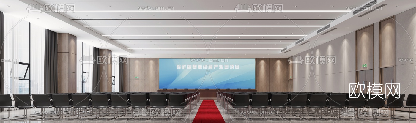 现代简约酒店会议室3d模型下载
