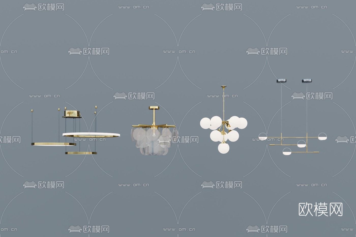 现代轻奢吊灯su模型下载（渲染图1）