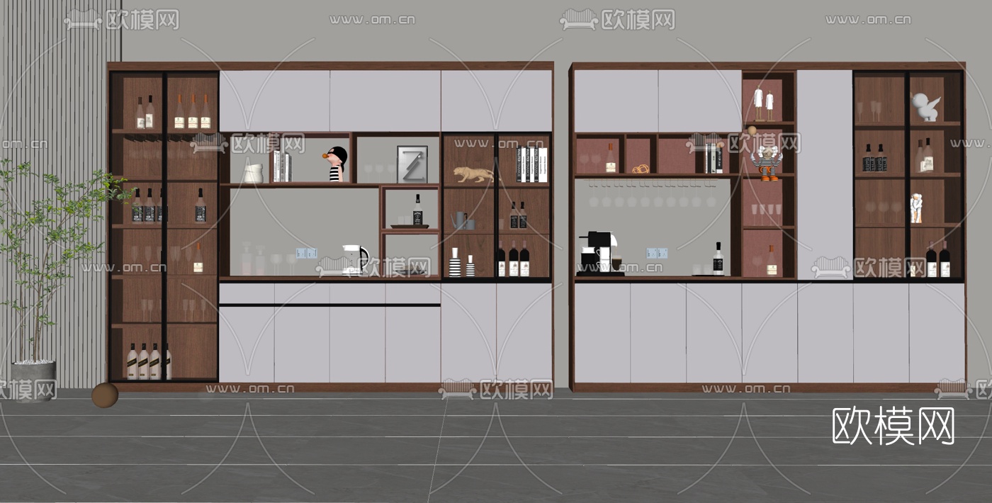 现代装饰酒柜su模型下载（渲染图2）