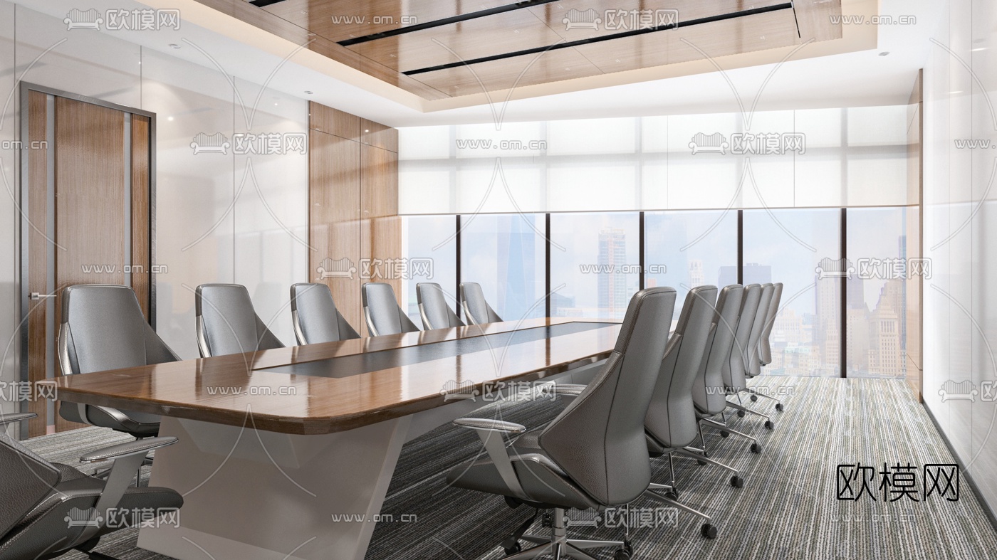 现代简约会议室3d模型下载（渲染图2）