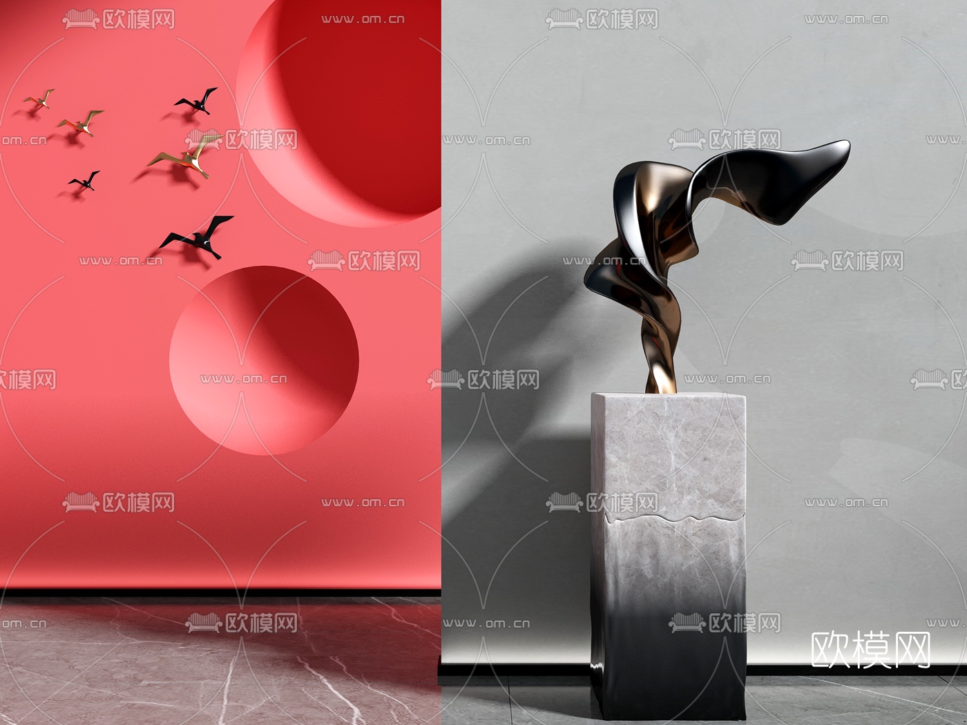 现代抽象雕塑3d模型下载