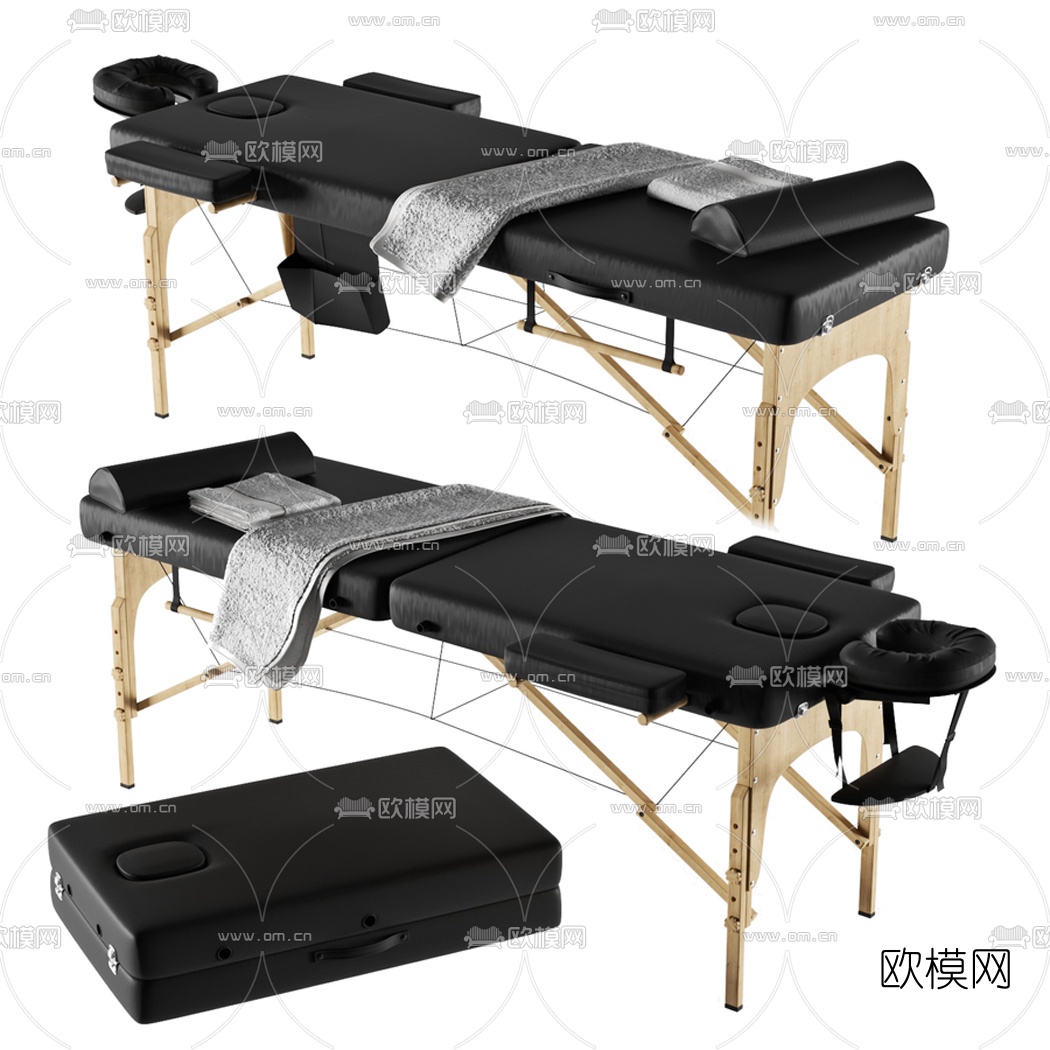现代布艺按摩床3d模型