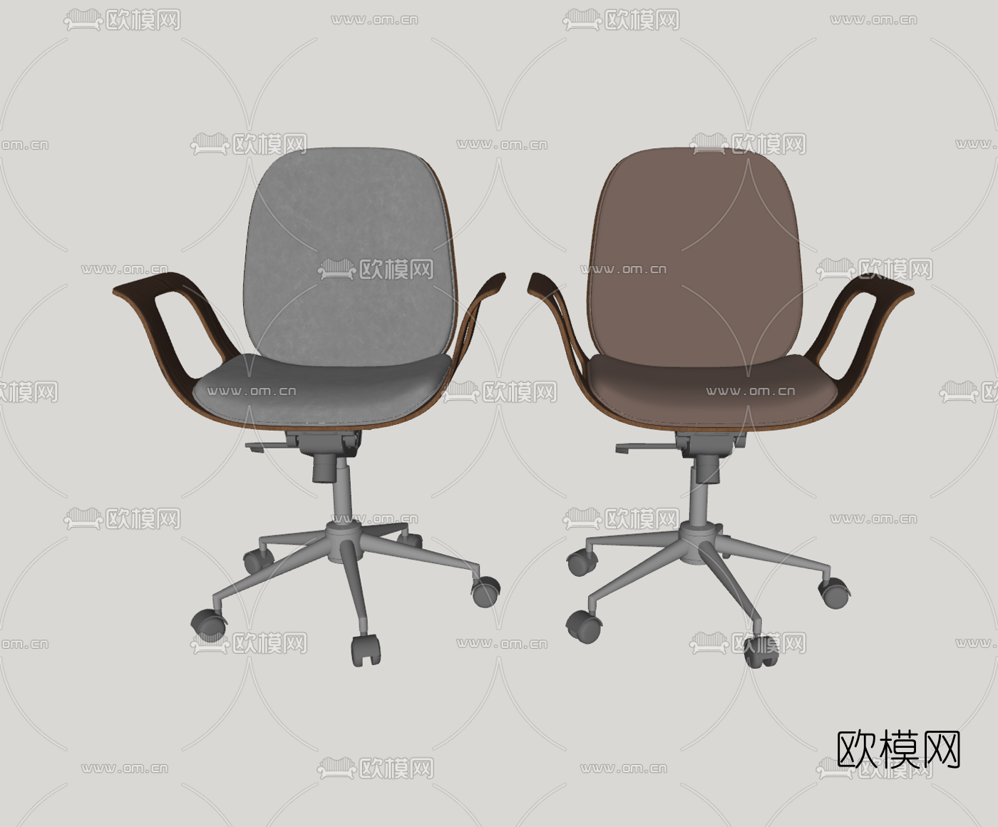 现代皮革办公椅职员椅su模型下载（渲染图2）