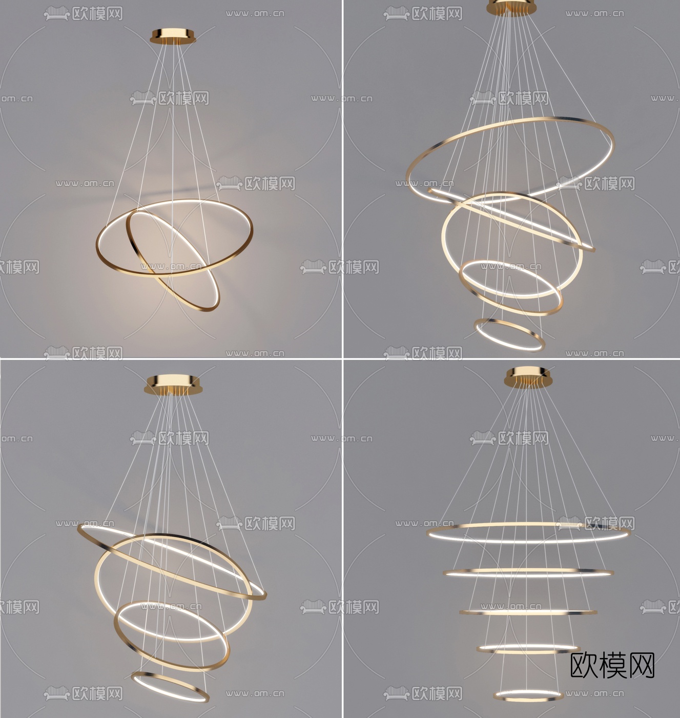 现代轻奢吊灯su模型下载（渲染图1）