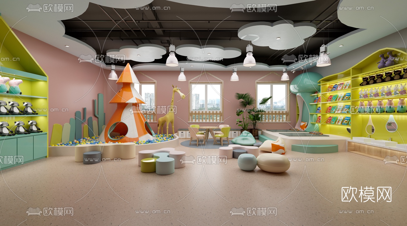 现代儿童活动教室3d模型
