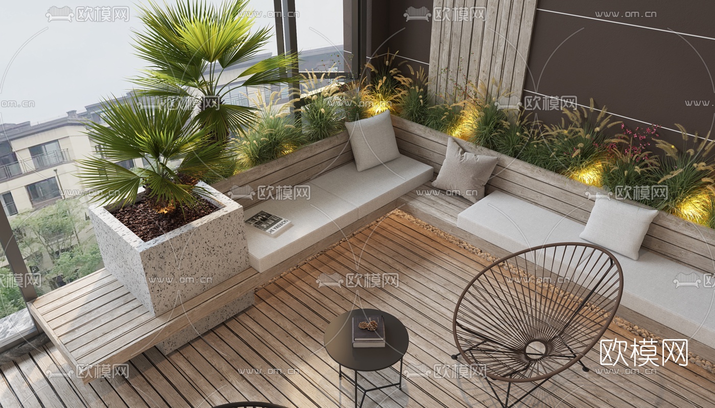 现代休闲花园阳台3d模型