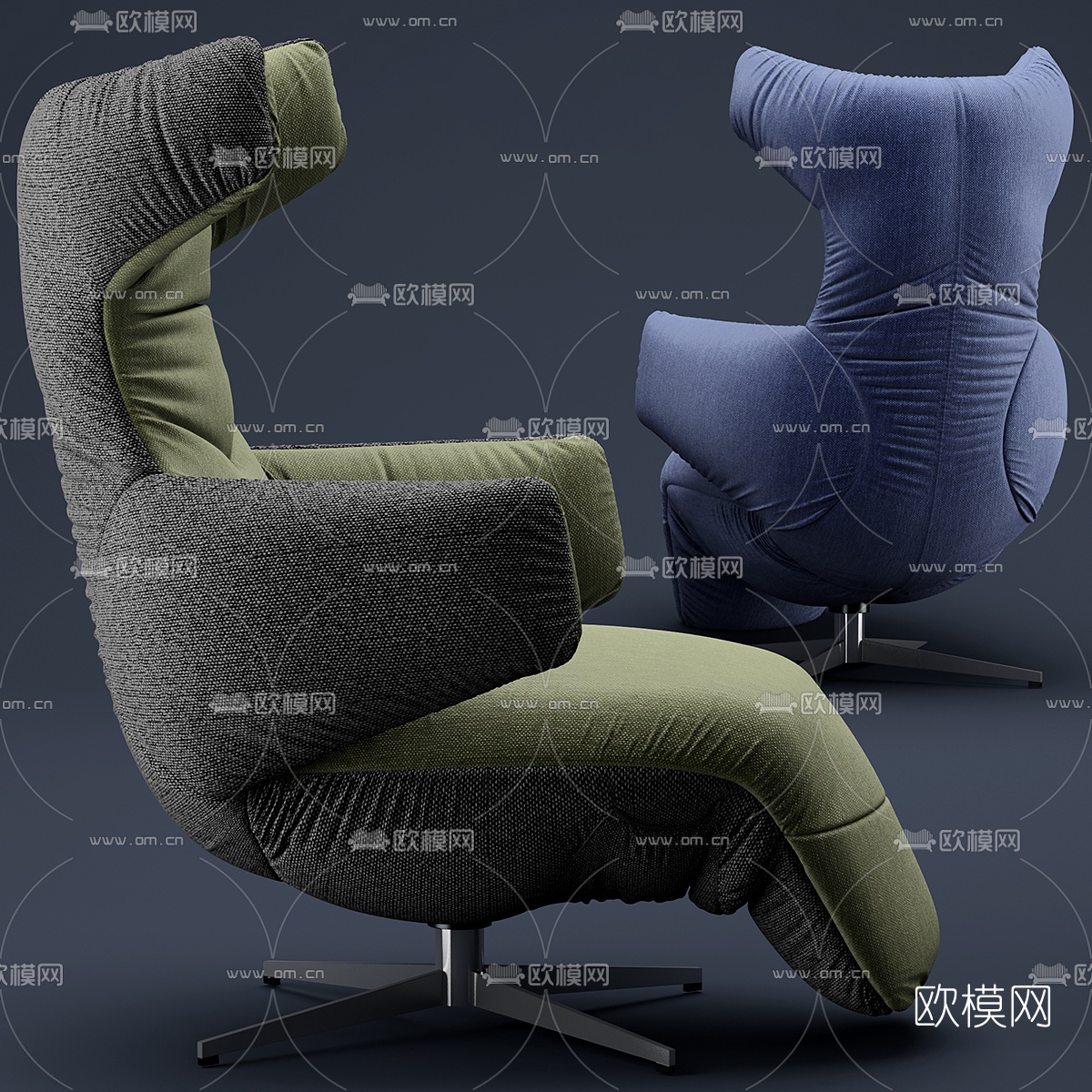 现代布艺休闲躺椅3d模型