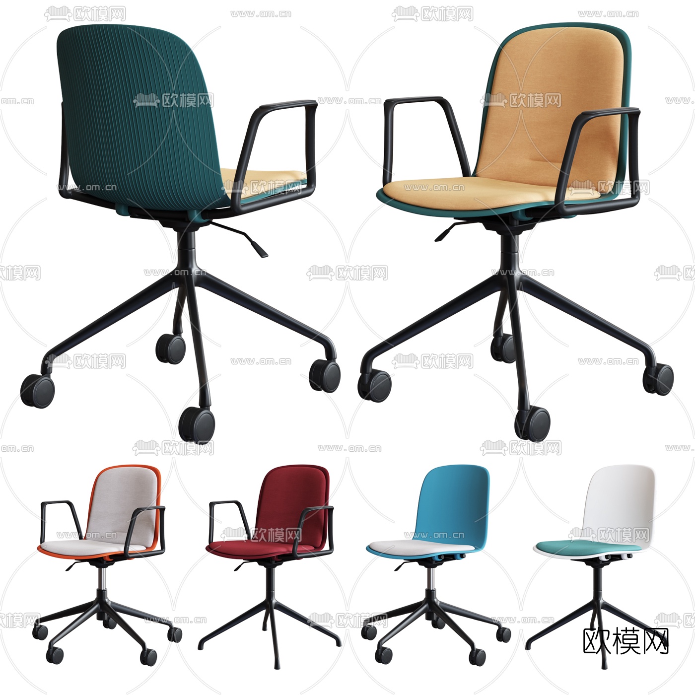 现代办公椅3d模型下载（渲染图1）