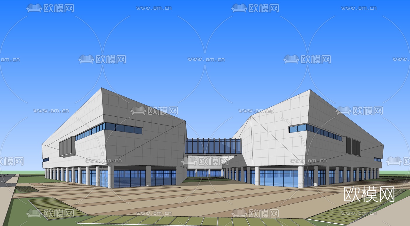 现代商业广场su模型下载（渲染图2）
