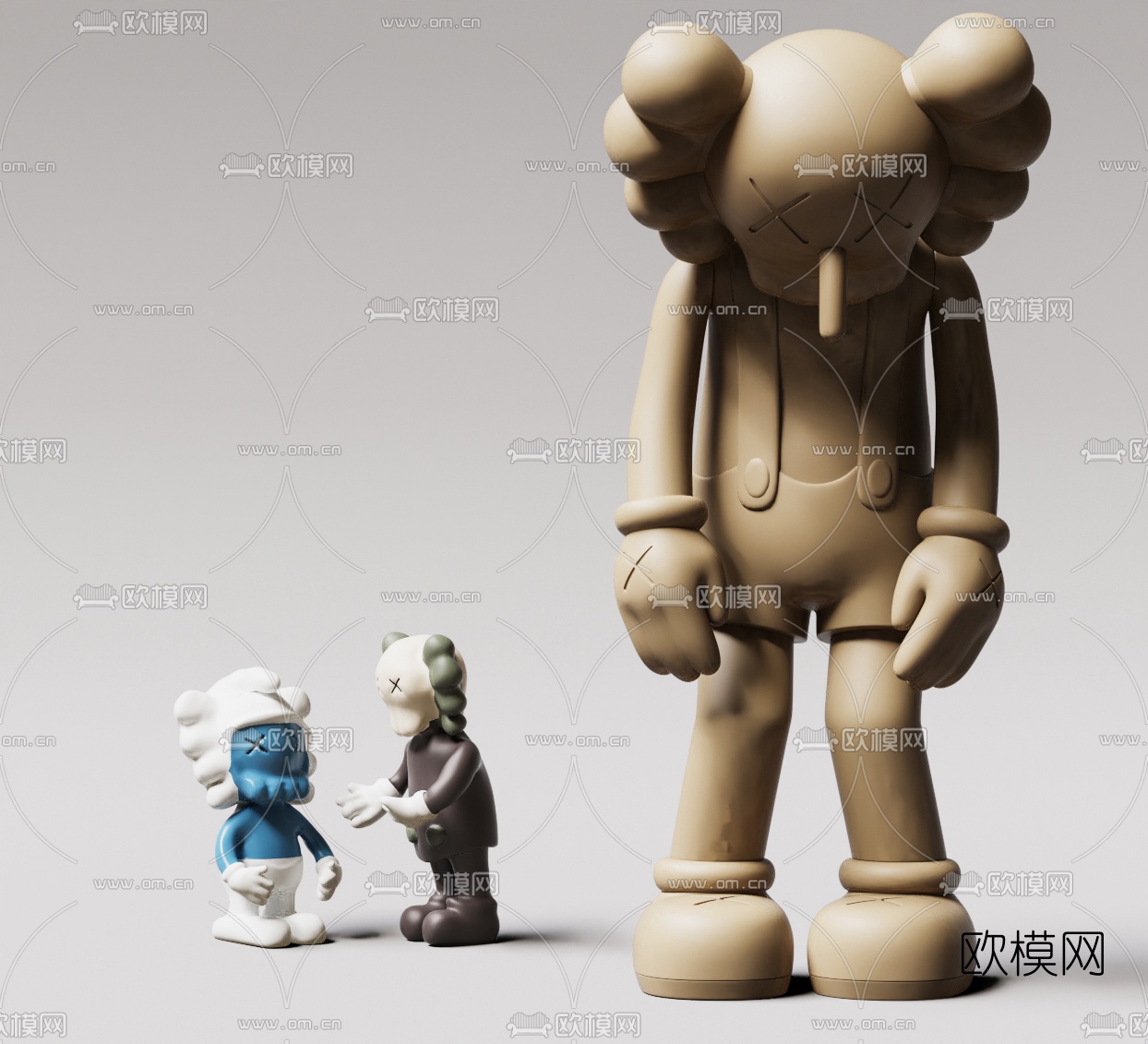 现代KAWS公仔玩具3d模型