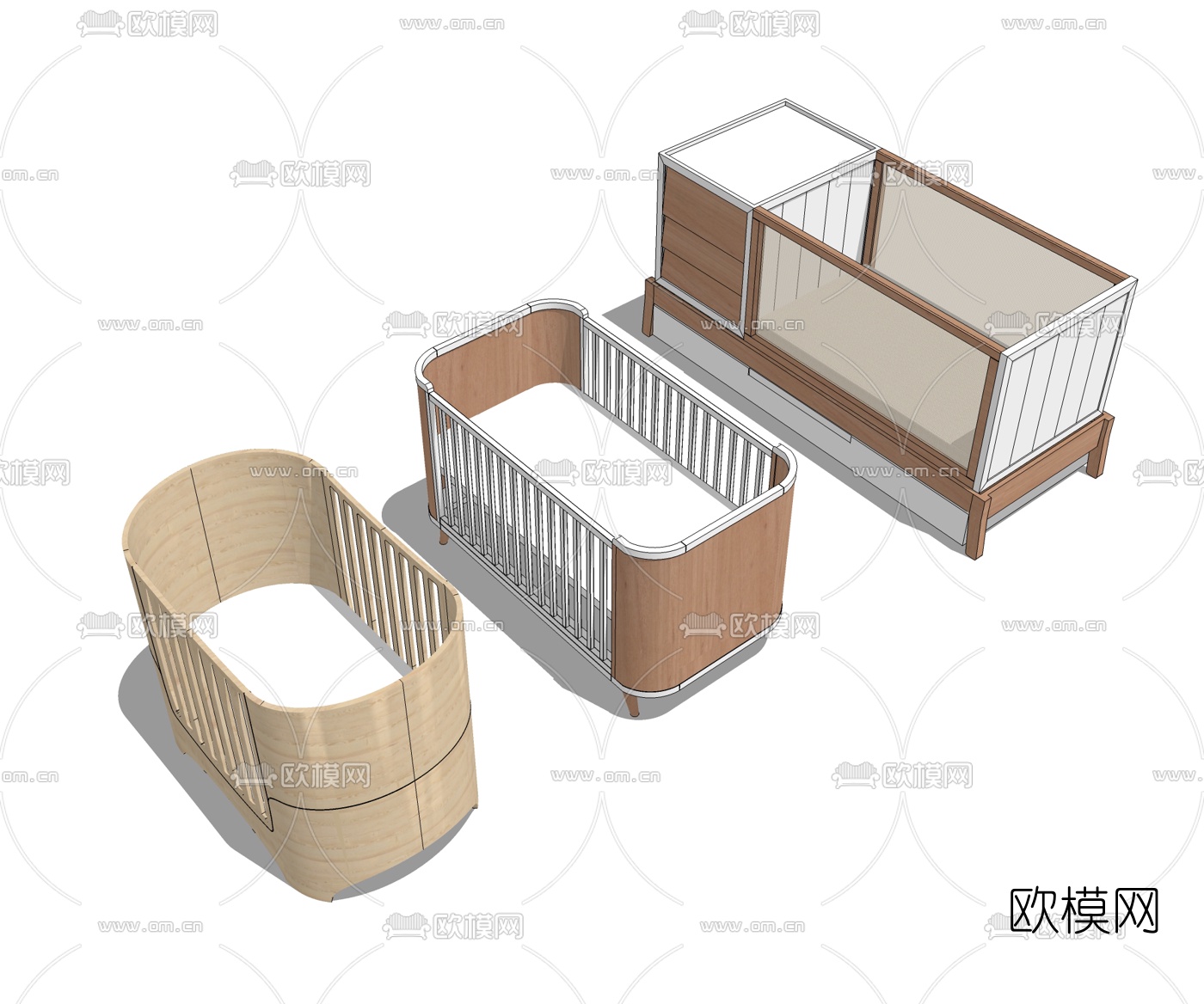 现代婴儿床su模型下载