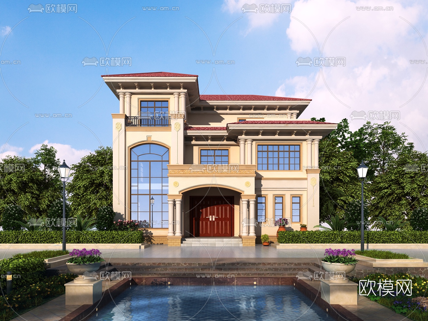 简欧独栋别墅外观3d模型