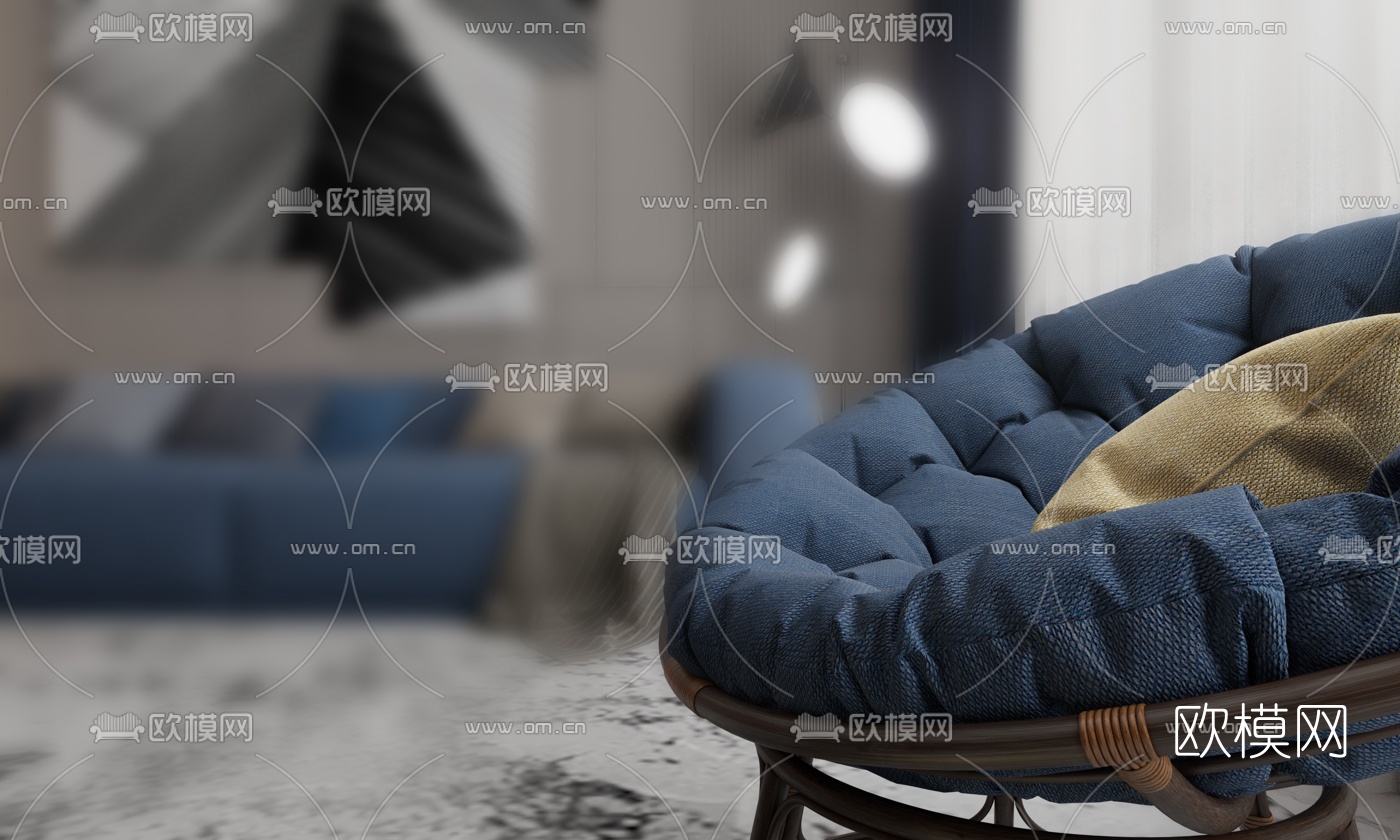 现代布艺沙发组合3d模型