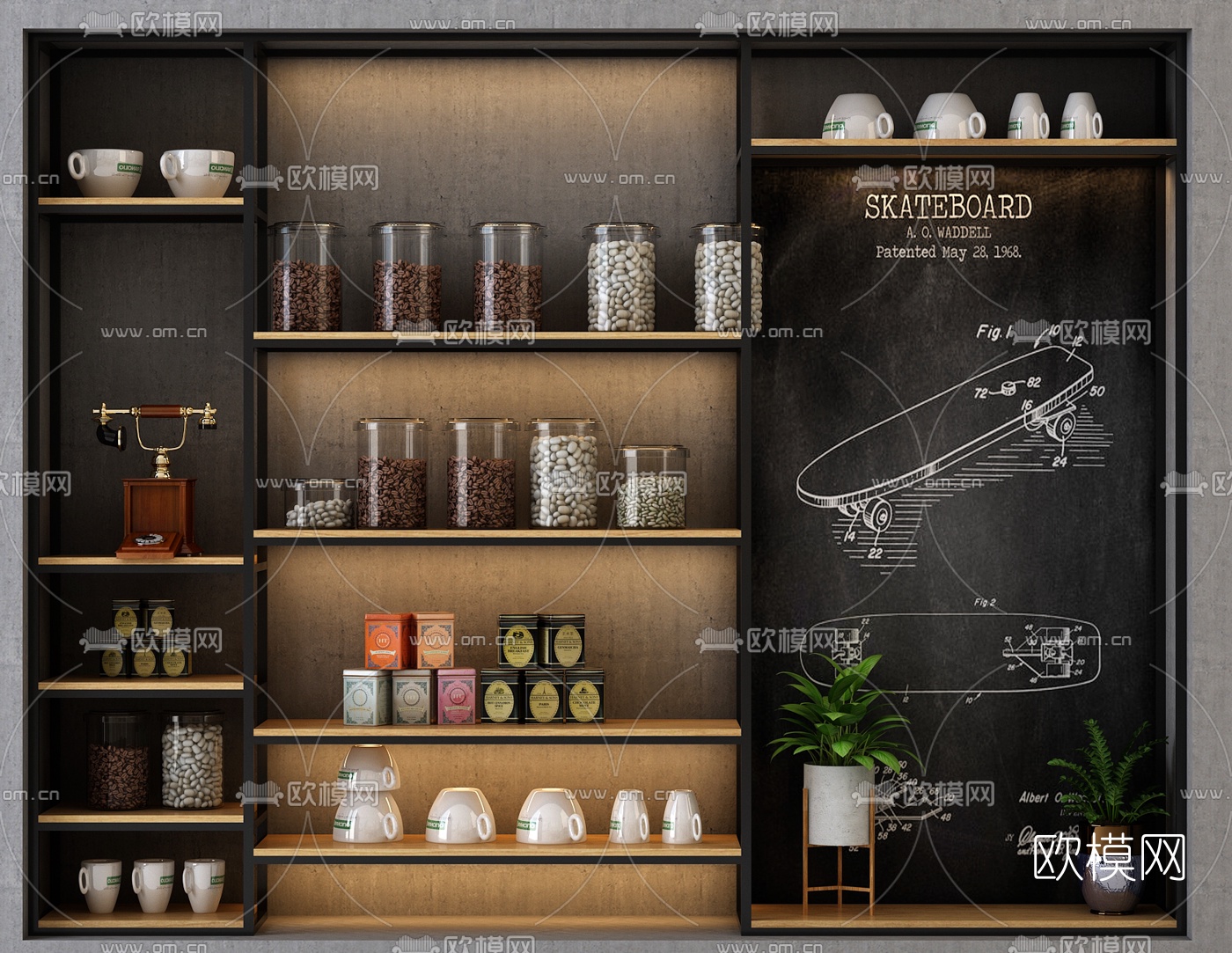 北欧实木装饰柜3d模型下载