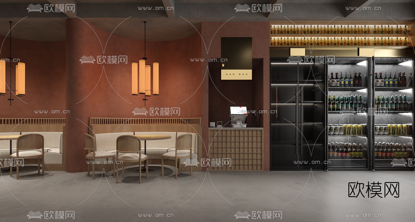 新中式烤肉店3d模型