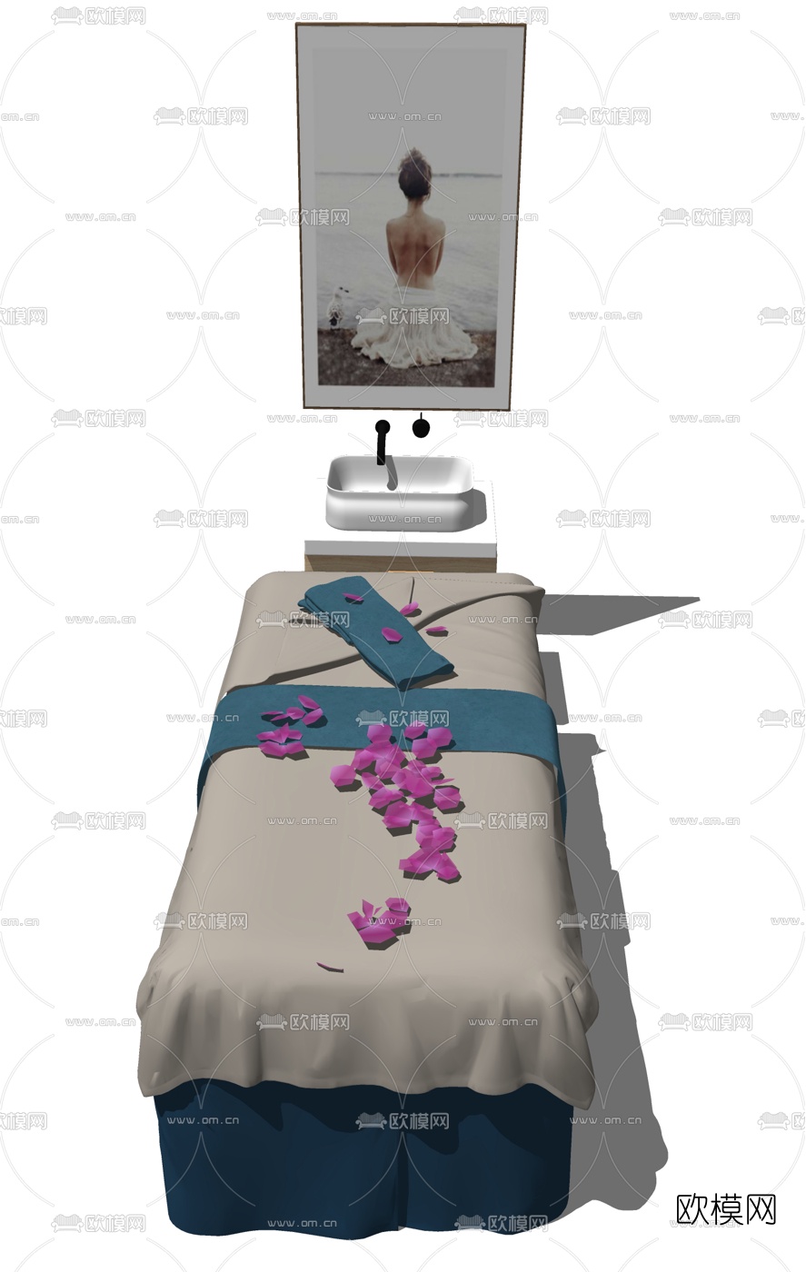 现代按摩床su模型