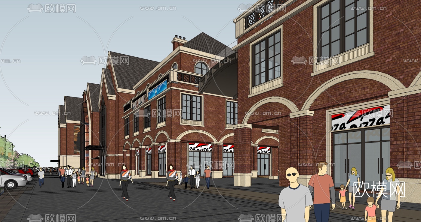 欧式商业街su模型下载（渲染图1）