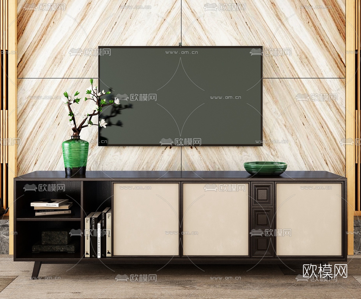 现代时尚电视柜3d模型下载（渲染图2）