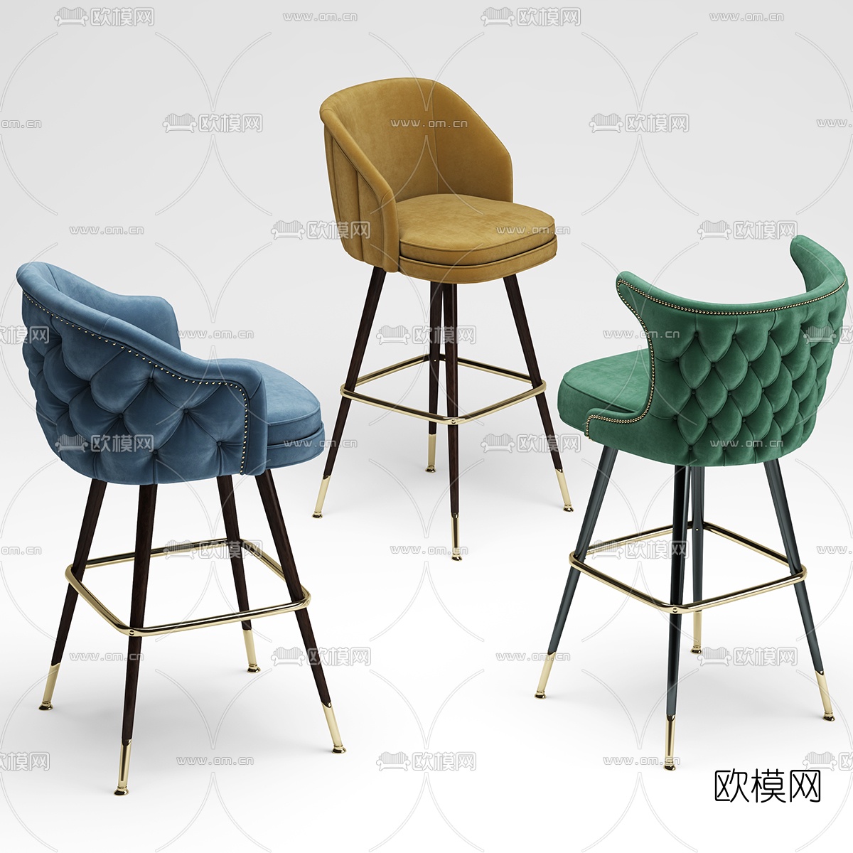 现代布艺吧椅3d模型